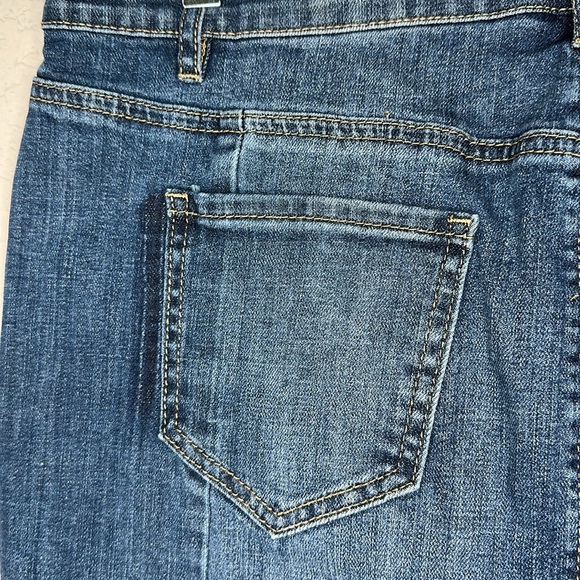 led Luxe Essentials Denim Maternity Skirt Stretch Side Panel Raw Hem Size Large - Picture 8 of 14